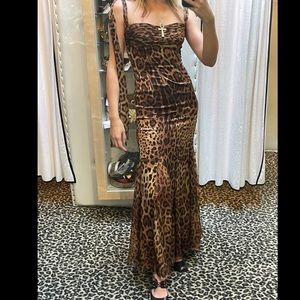 Rare Dolce & Gabbana Leopard Print Silk Gown